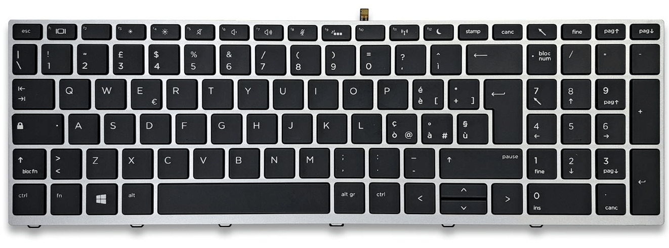 Tastiera Italiana per HP ProBook 650 G4 - Nera, Retroilluminata, senza Trackpoint, cornice argento