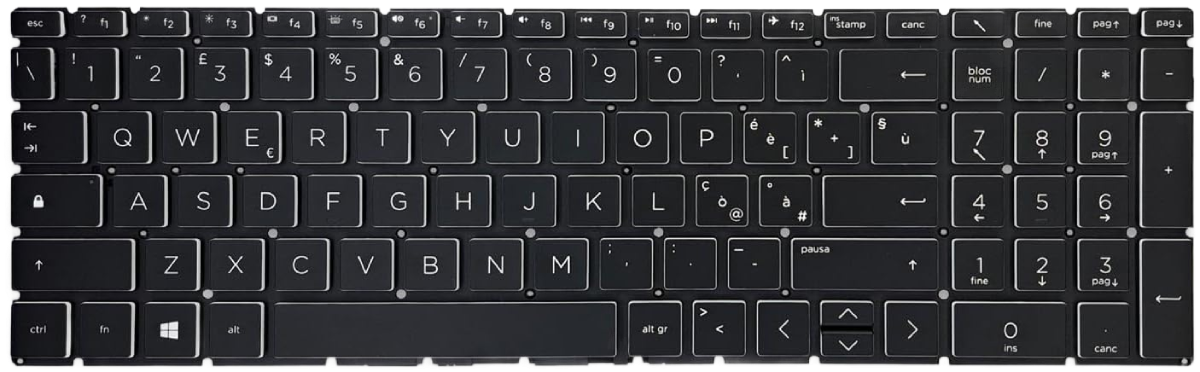 Tastiera Italiana per HP HP Pavilion Gaming 16-a0006nl (19N01EA) - con Retroilluminazione bianca