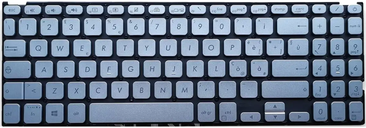 Tastiera Italiana per ASUS VivoBook 15 A512JA#B08CVBJ4C5 - Silver, retroilluminata