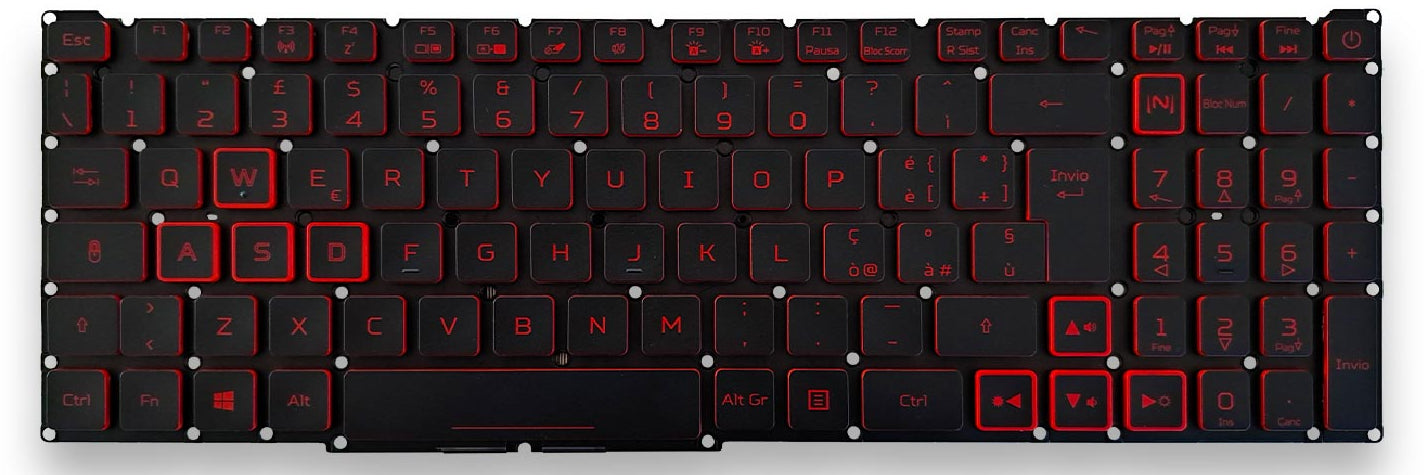 Tastiera Italiana per Acer Nitro 7 AN715-51-70SZ - Retroilluminazione Rossa