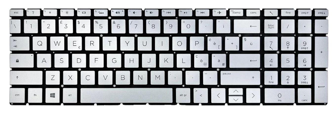 Tastiera Italiana per HP 15-dw0120nl (7WF51EA) - Silver, retroilluminata