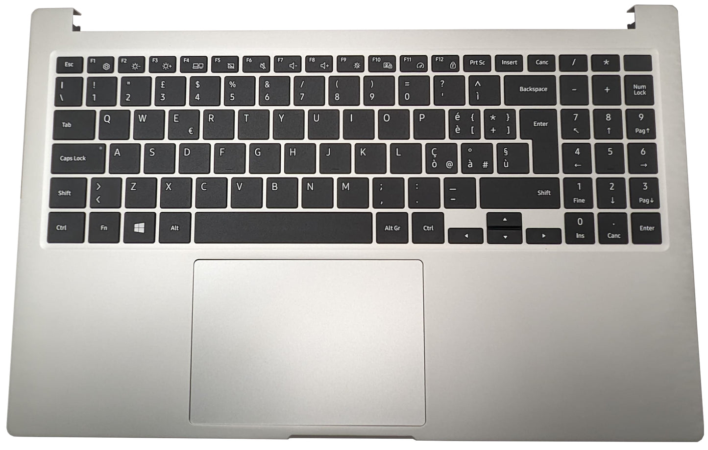 Tastiera Italiana Top Cover SAMSUNG Galaxy Book NP750XDA - Silver, tasti neri