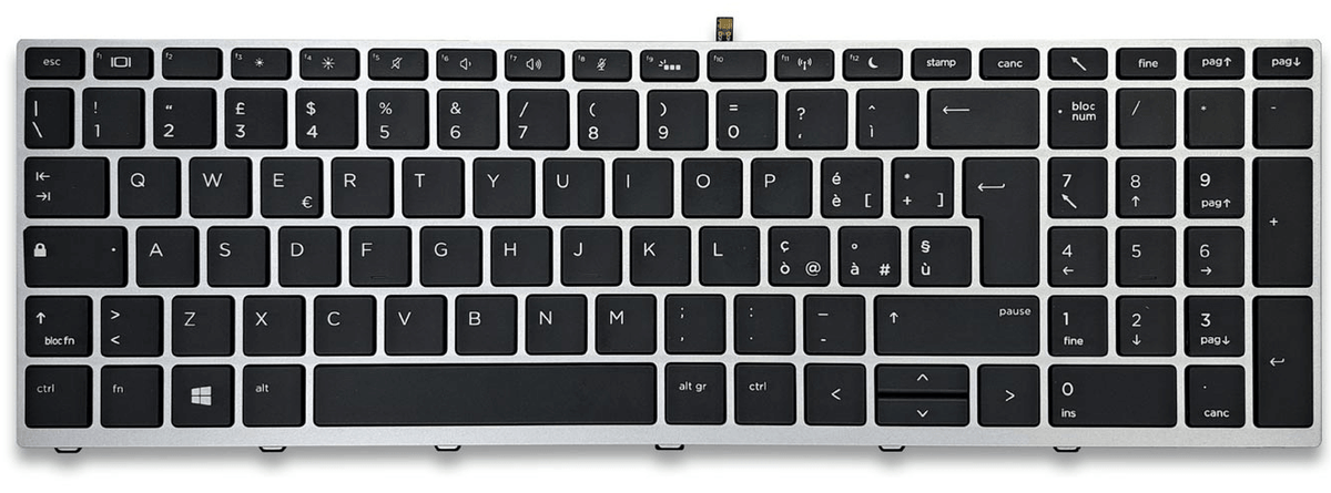 Tastiera Italiana per HP ProBook 455 G5 - Nera, Retroilluminata, Frame Silver, Senza Trackpoint