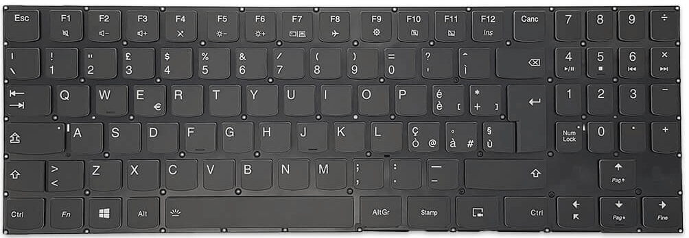 Tastiera Italiana per Lenovo Legion Y530-15ICH 81FV00G0IX - con Retroilluminazione Bianca