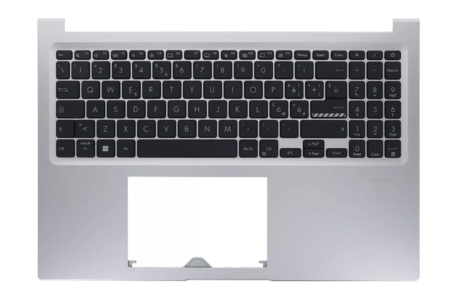 Tastiera Italiana Top Cover Originale ASUS Vivobook 16X F1605ZA – Silver, con tastiera nera, non retroilluminata