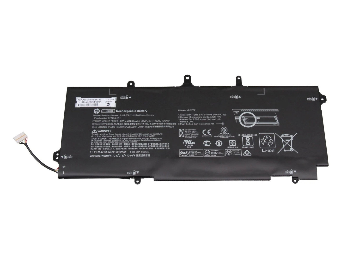 Batteria Originale HP sostituisce 722297-005
