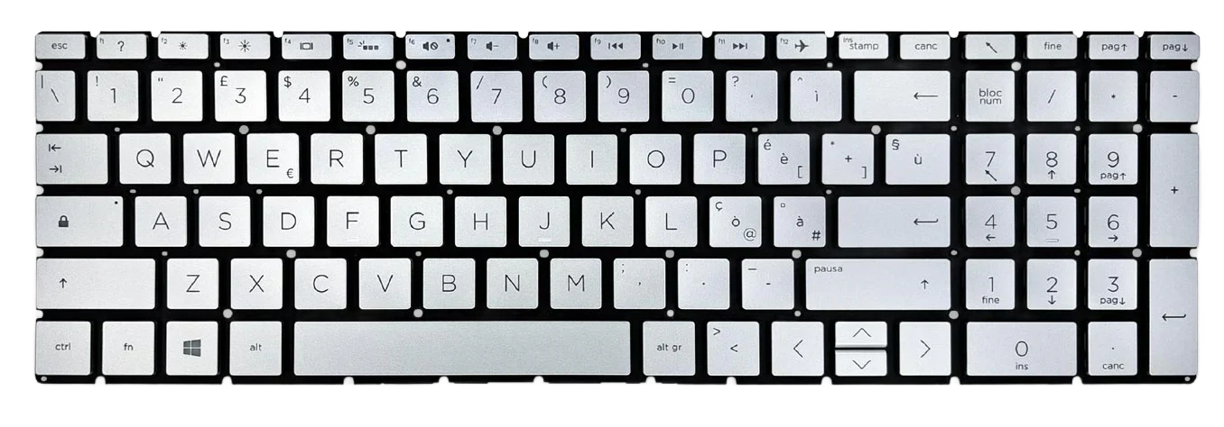 Tastiera per HP Pavilion 15-cw0998nl (4XW71EA) - Silver, Retroilluminata